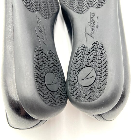 7.5W 7.5 WIDE WIDTH‎ Trotters Womens Sizzle Black Leather Ballet Flats Shoes - Picture 11 of 12